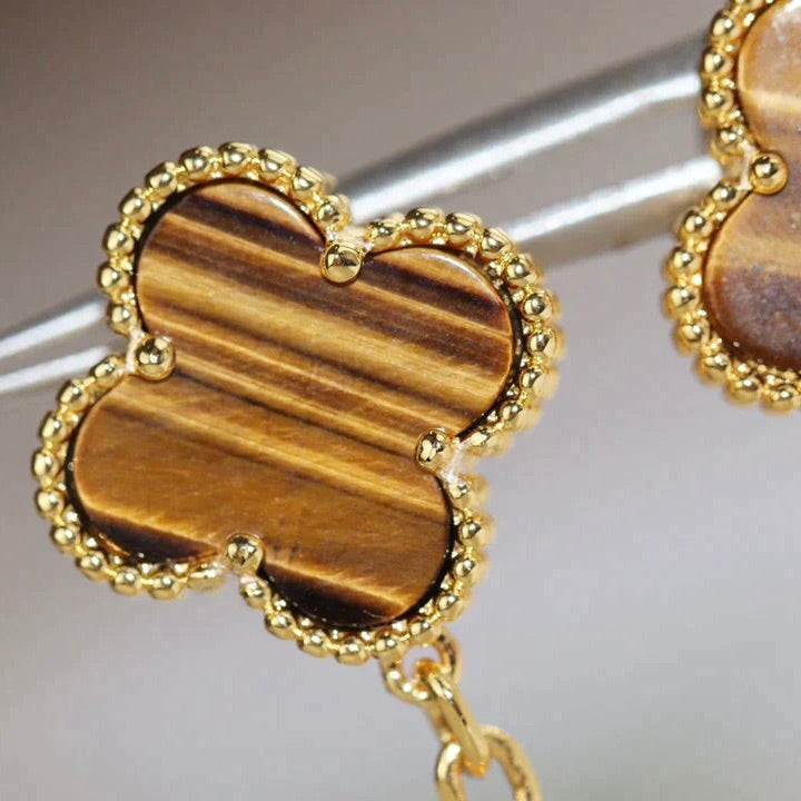 ¡®Jewelicorn¡¯CLOVER  2 MOTIF  TIGER EYE CARNELIAN EARRINGS
