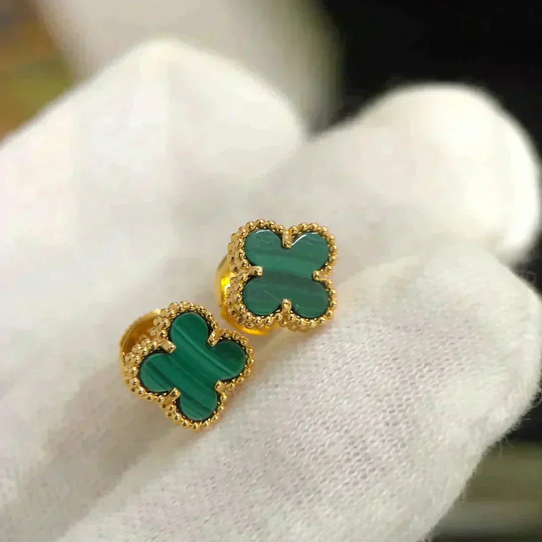 ¡®Jewelicorn¡¯CLOVER MINI 9.5MM MALACHITE  EARRINGS