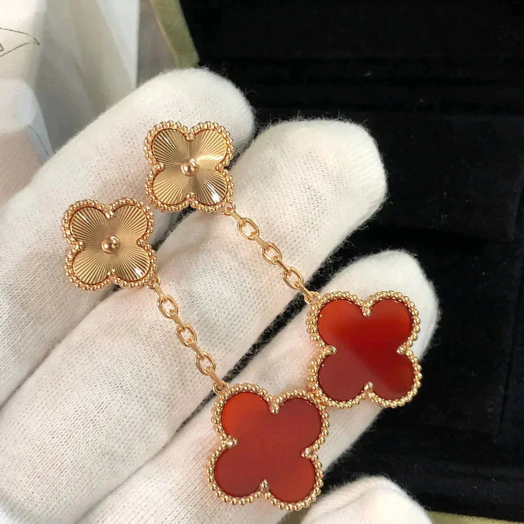 ¡®Jewelicorn¡¯CLOVER 2 MOTIF  LASER CARNELIAN EARRINGS