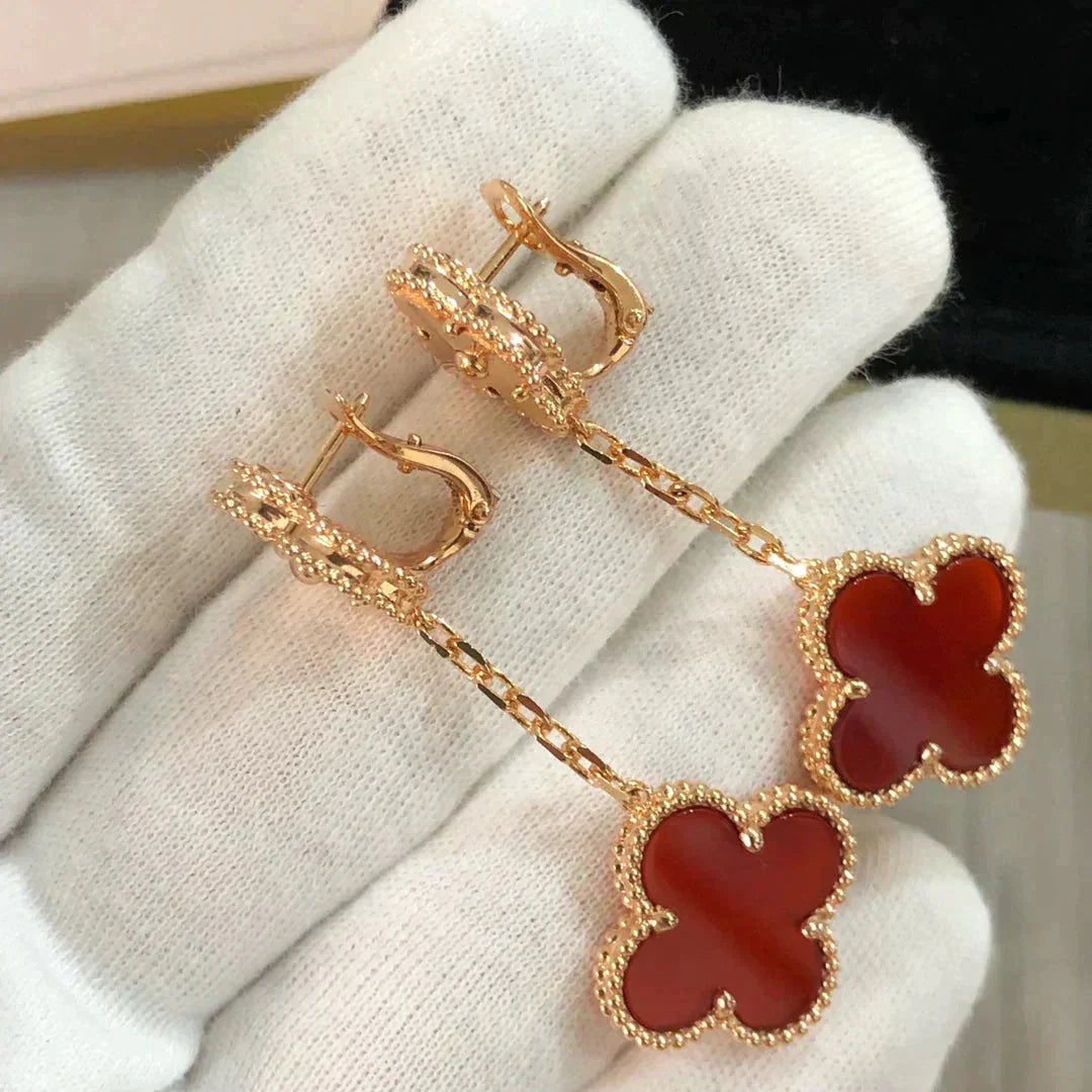 ¡®Jewelicorn¡¯CLOVER 2 MOTIF  LASER CARNELIAN EARRINGS