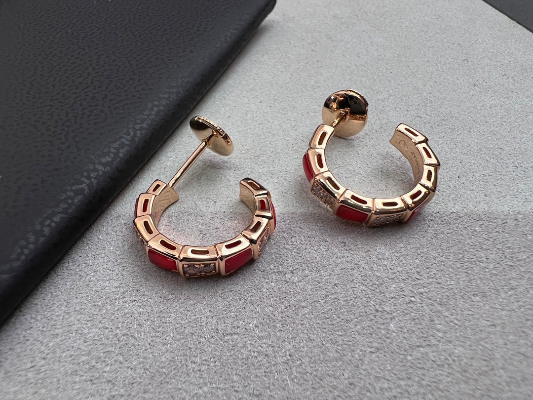 ¡®Jewelicorn¡¯SERPENTI CARNELIAN PINK GOLD EARRINGS