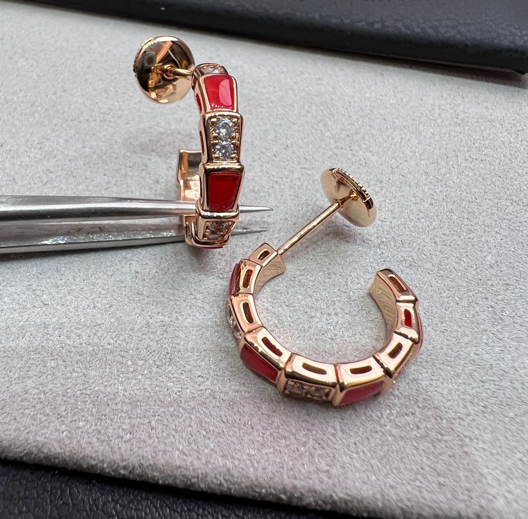 ¡®Jewelicorn¡¯SERPENTI CARNELIAN PINK GOLD EARRINGS