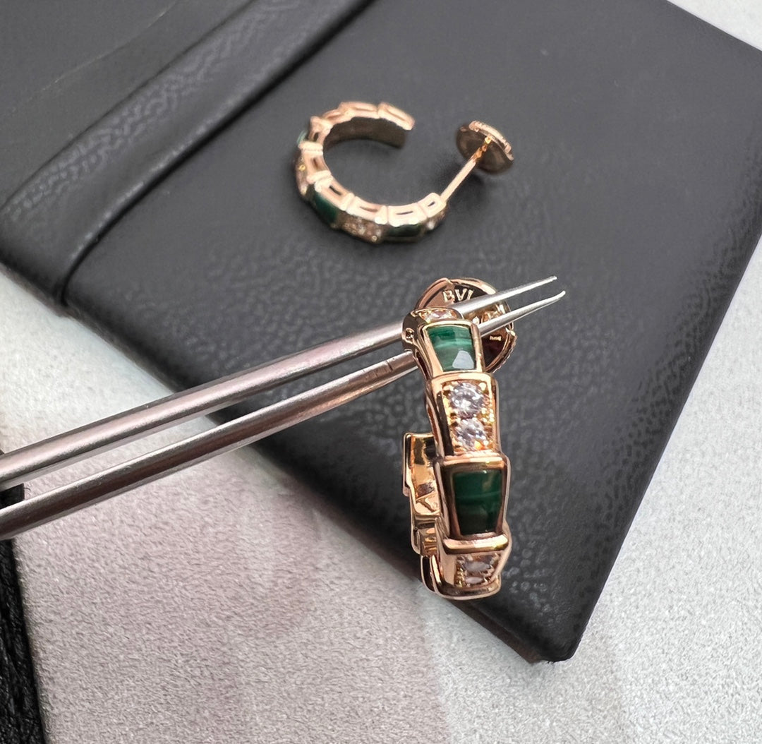 ¡®Jewelicorn¡¯SERPENTI MALACHITE PINK GOLD EARRINGS