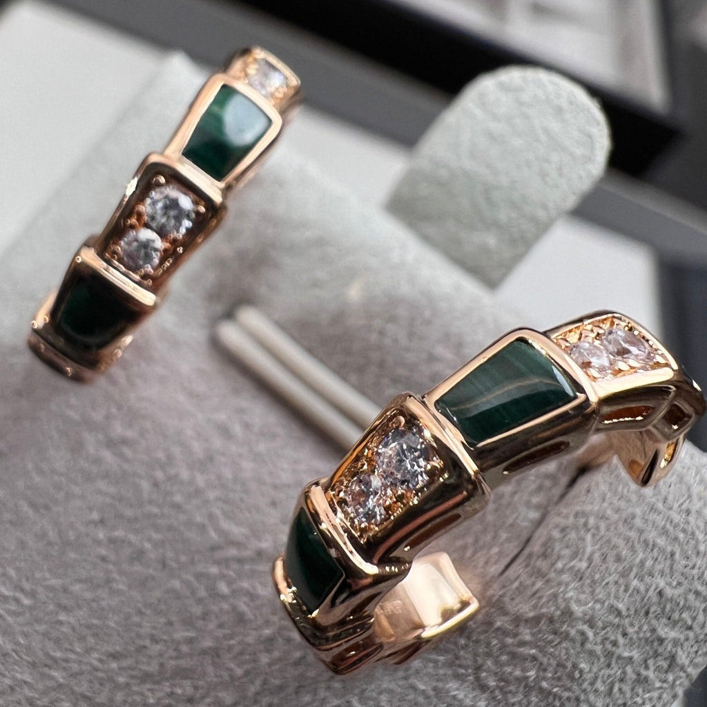 ¡®Jewelicorn¡¯SERPENTI MALACHITE PINK GOLD EARRINGS