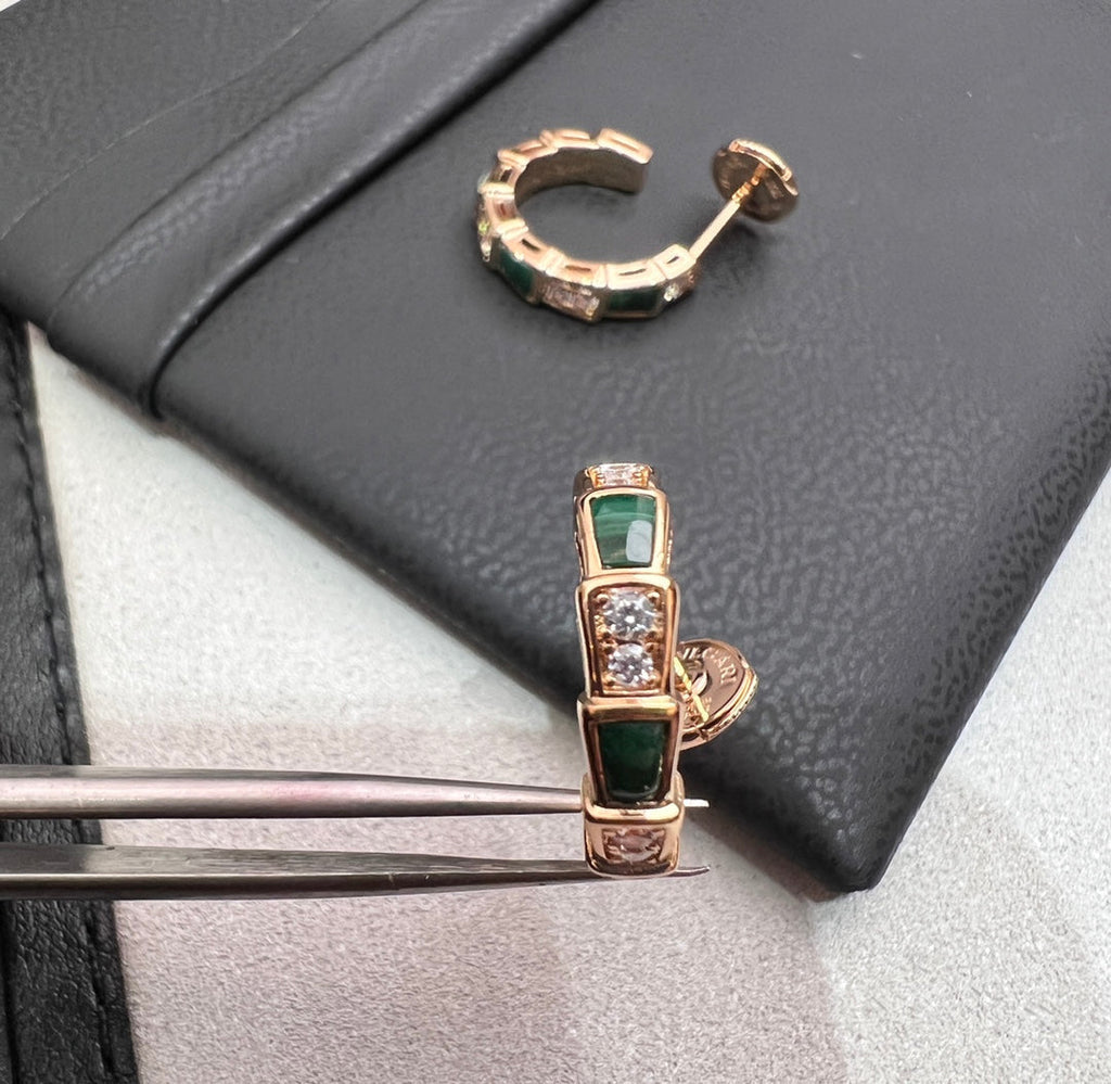 ¡®Jewelicorn¡¯SERPENTI MALACHITE PINK GOLD EARRINGS