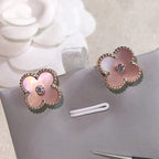 ¡®Jewelicorn¡¯CLOVER MEDIUM 1 MOTIFS  PINK MOP DIAMOND EARRINGS