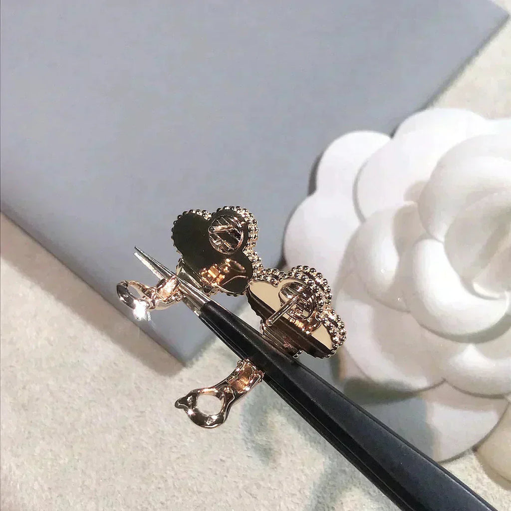 ¡®Jewelicorn¡¯CLOVER MEDIUM 1 MOTIFS  PINK MOP DIAMOND EARRINGS