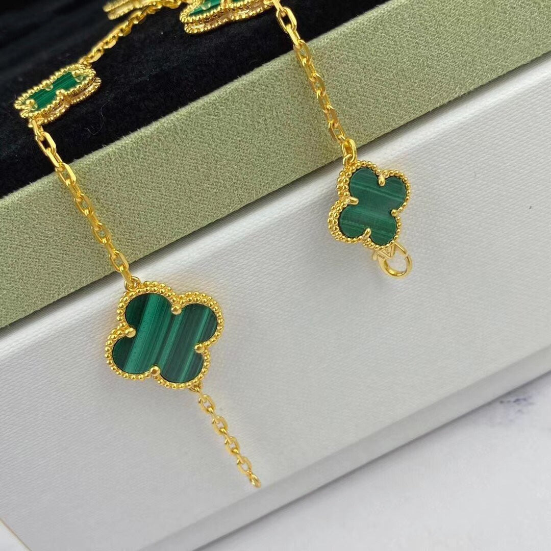 ¡®Jewelicorn¡¯MAGIC CLOVER MALACHITE GOLD BRACELET 5 MOTIFS