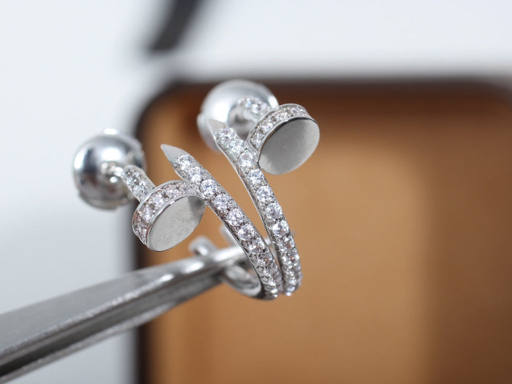 ¡®Jewelicorn¡¯JUSTE EARRINGS 12.75MM SILVER DIAMOND