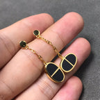 ¡®Jewelicorn¡¯CHAINE VERSO BLACK CERAMIC SILVER EARRINGS