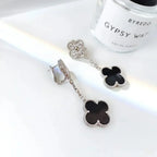 ¡®Jewelicorn¡¯CLOVER 2 MOTIFS  DIAMOND ONYX EARRINGS SILVER