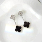 ¡®Jewelicorn¡¯CLOVER 2 MOTIFS  DIAMOND ONYX EARRINGS SILVER