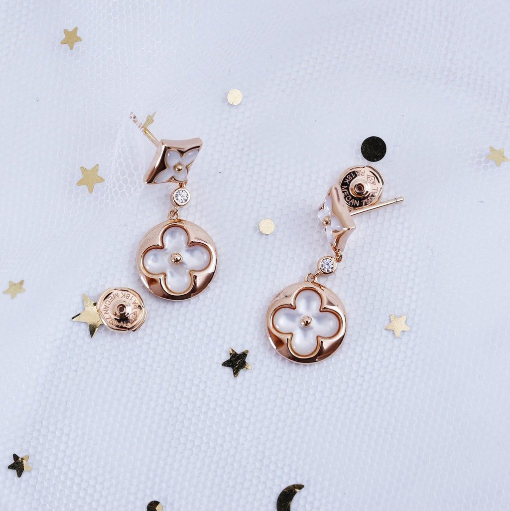 ¡®Jewelicorn¡¯STAR AND SUN PINK GOLD MOP DROP EARRINGS