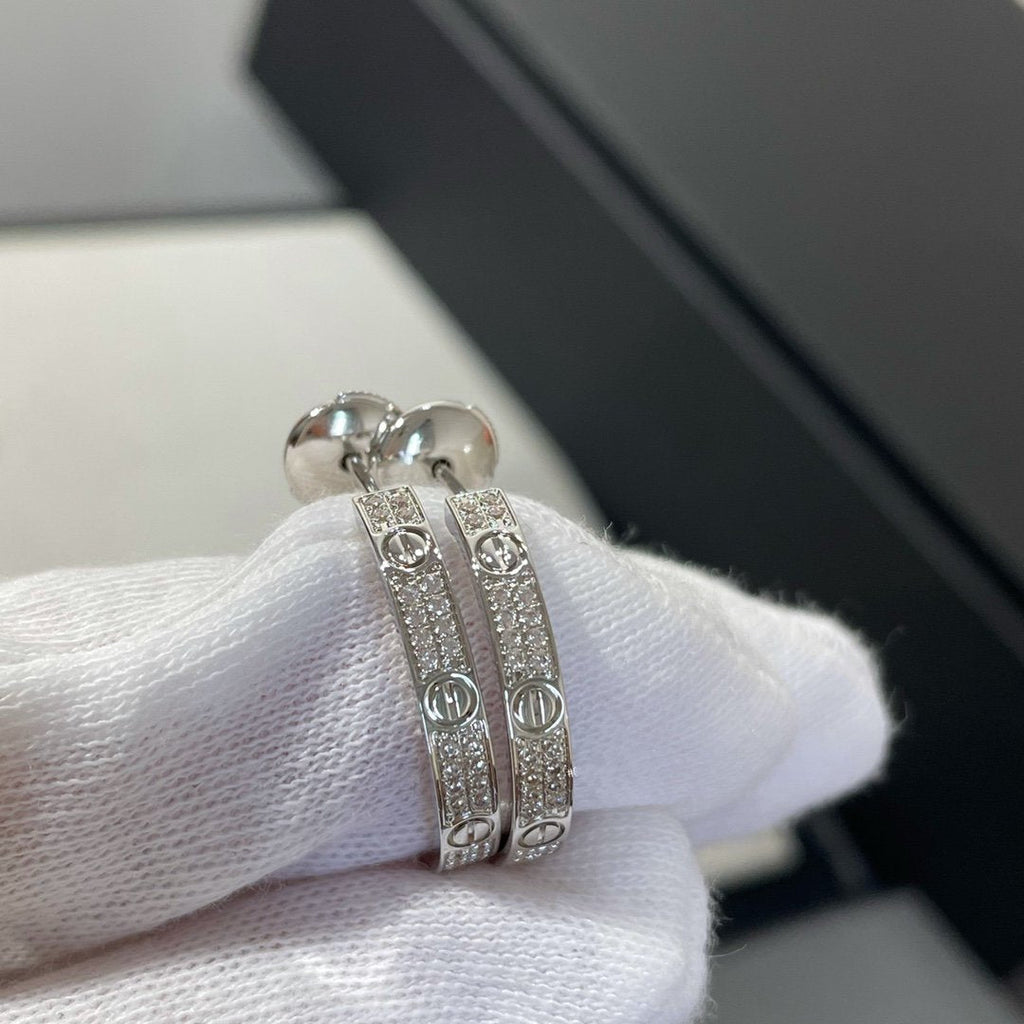¡®Jewelicorn¡¯LOVE DIAMOND SILVER HOOP EARRINGS