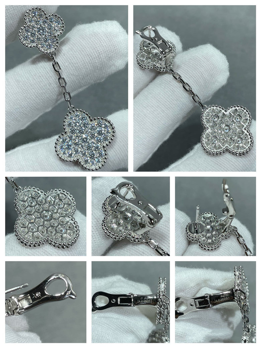 ¡®Jewelicorn¡¯CLOVER 2 MOTIFS DIAMOND PAVED SILVER EARRINGS