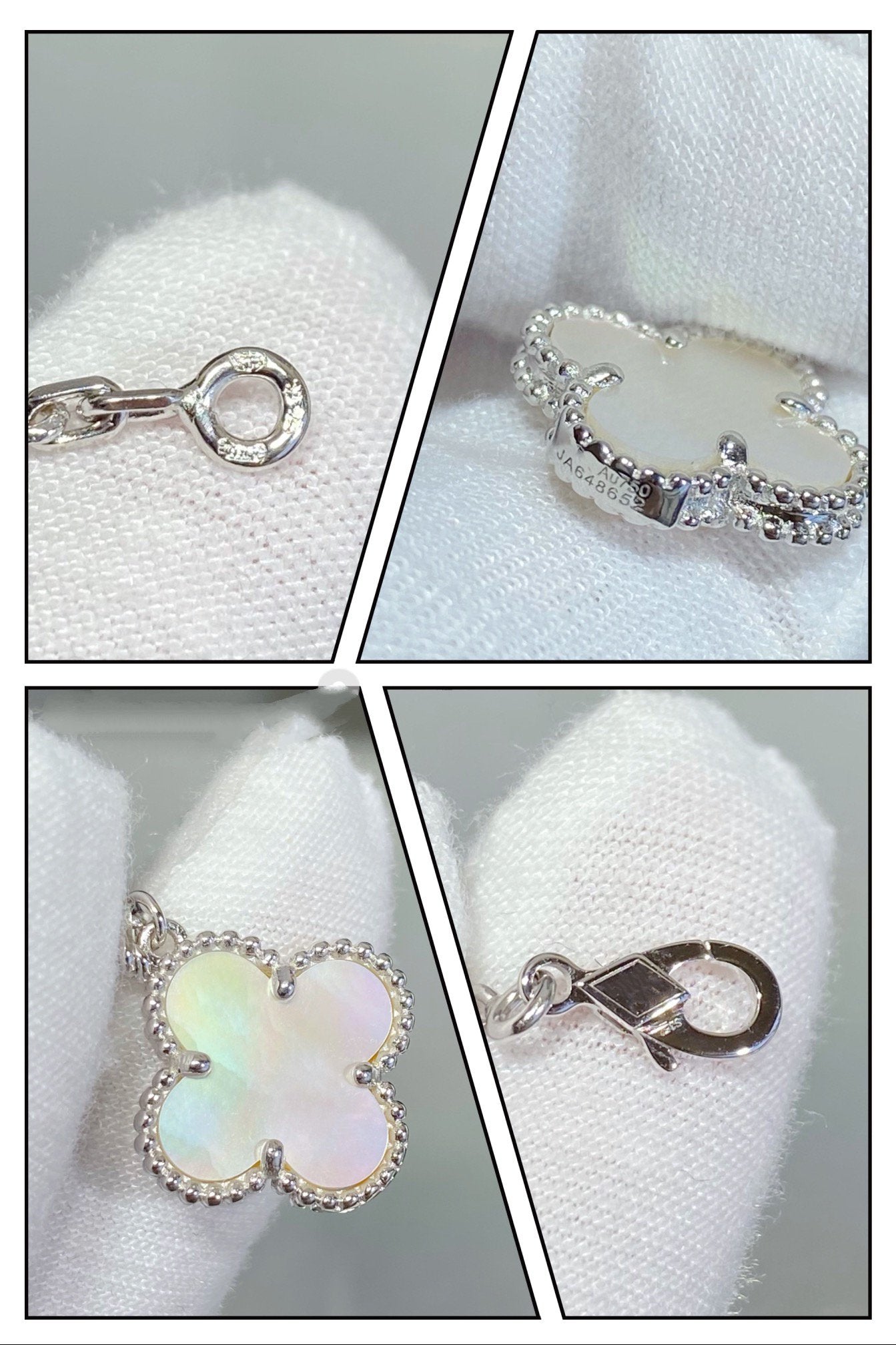 ¡®Jewelicorn¡¯CLOVER 5 MOTIF WHITE MOP SILVER BRACELET