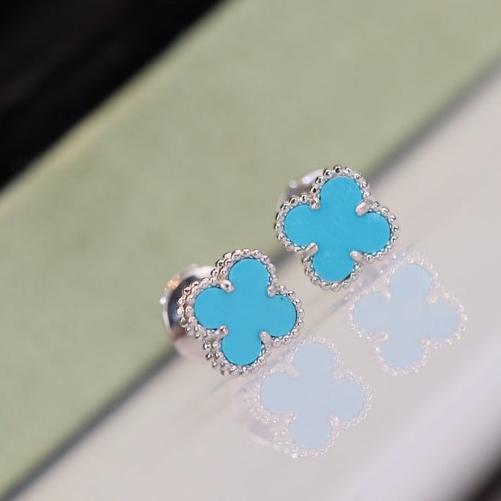 ¡®Jewelicorn¡¯CLOVER MINI TURQUOISE SILVER STUD EARRINGS