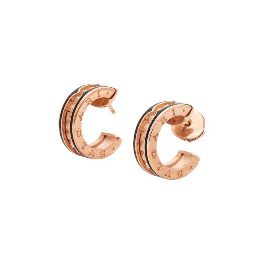 ¡®Jewelicorn¡¯ZERO 1 ROCK PINK GOLD EARRINGS WITH STUDDED SPIRAL AND BLACK CERAMIC