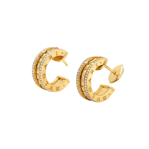 ¡®Jewelicorn¡¯ZERO 1 ROCK GOLD EARRINGS WITH STUDDED SPIRAL AND PAVED DIAMONDS