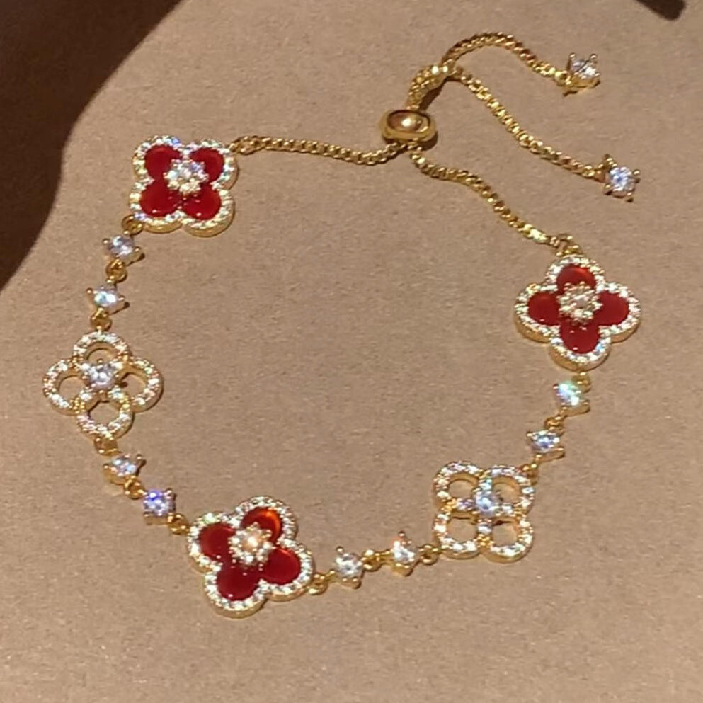 ¡®Jewelicorn¡¯CLOVER 5 MOTIF PINK BLUE RED WHITE BRACELET