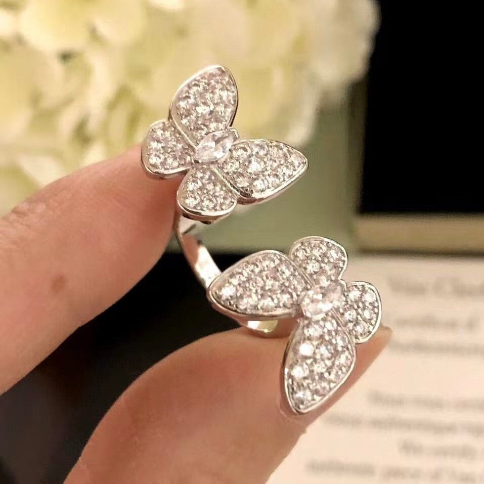 ¡®Jewelicorn¡¯TWIN SILVER BUTTERFLY DIAMOND RING