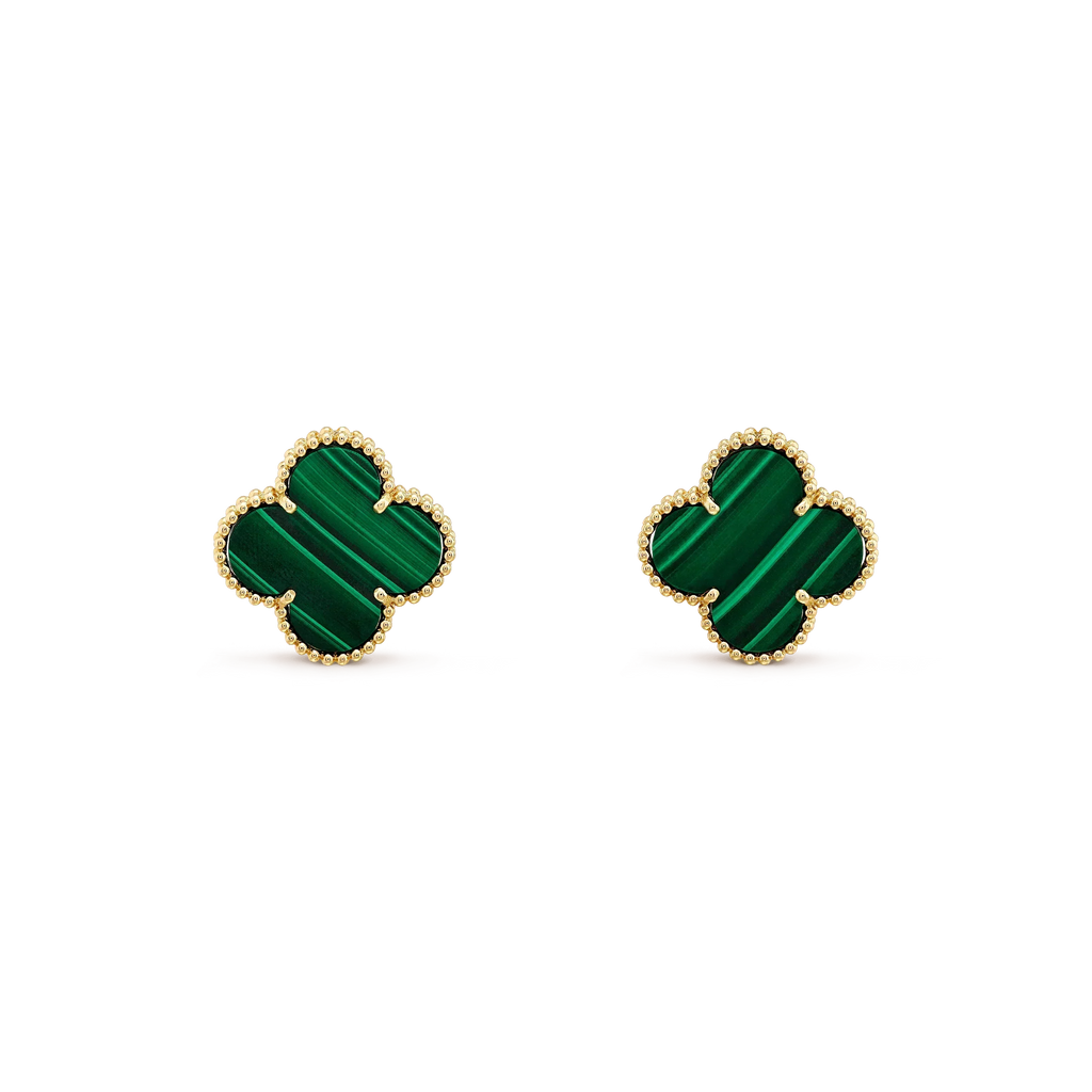 ¡®Jewelicorn¡¯CLOVER MINI 9.5MM MALACHITE  EARRINGS