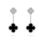 ¡®Jewelicorn¡¯CLOVER 2 MOTIFS  DIAMOND ONYX EARRINGS SILVER