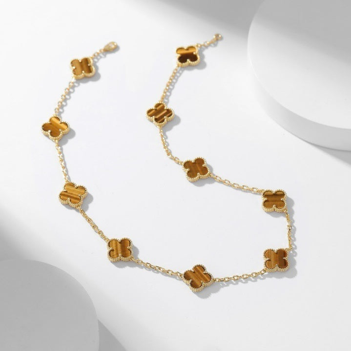 ¡®Jewelicorn¡¯CLOVER 10 MOTIFS TIGER EYE NECKLACE
