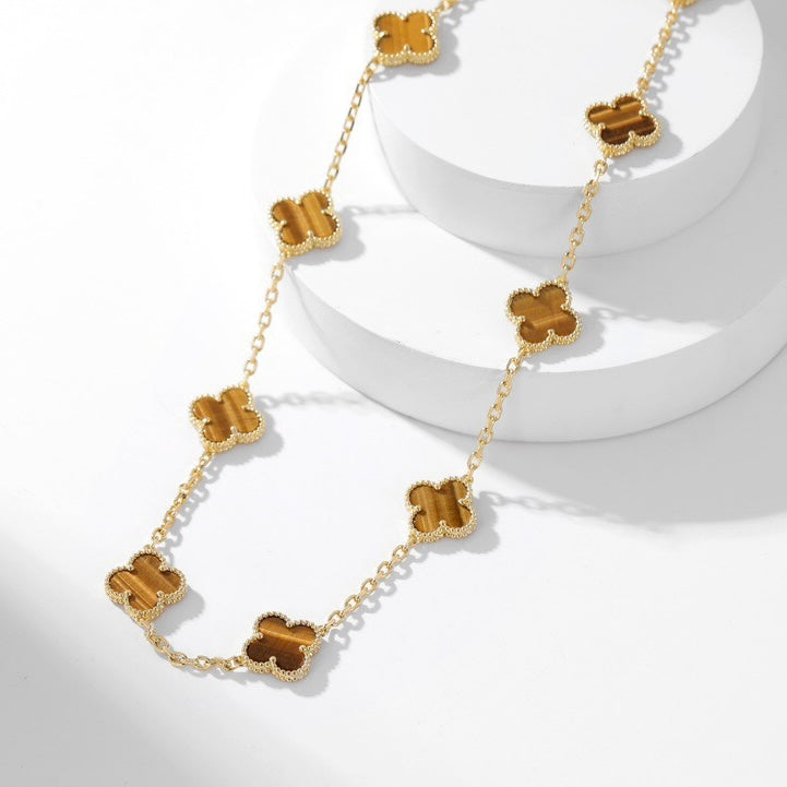 ¡®Jewelicorn¡¯CLOVER 10 MOTIFS TIGER EYE NECKLACE