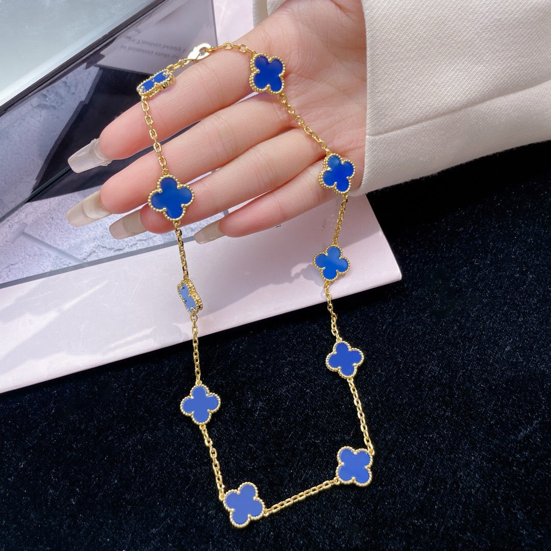 ¡®Jewelicorn¡¯CLOVER 10 MOTIFS BLUE AGATE NECKLACE