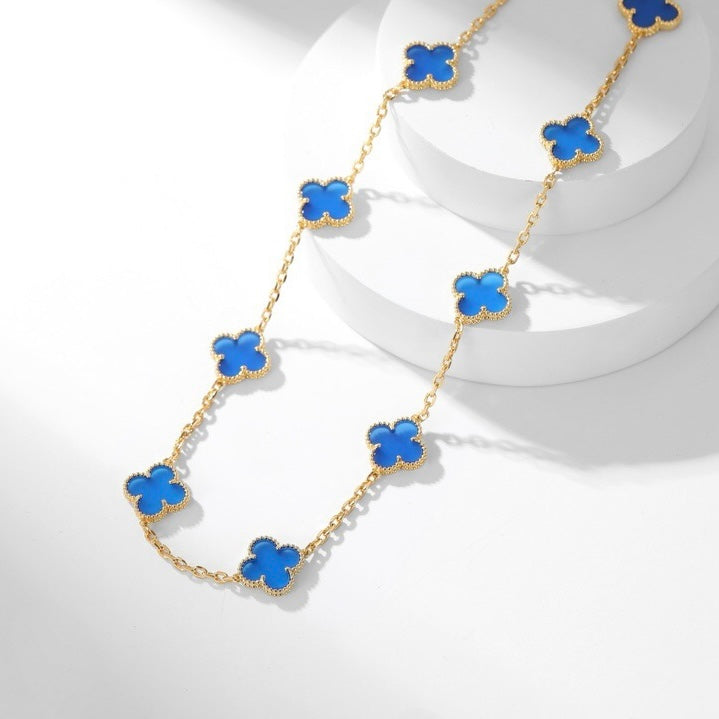 ¡®Jewelicorn¡¯CLOVER 10 MOTIFS BLUE AGATE NECKLACE