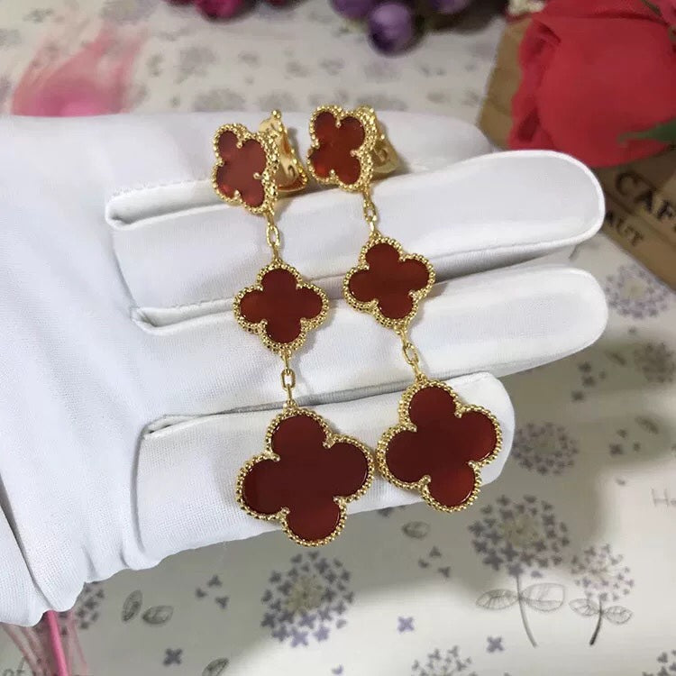 ¡®Jewelicorn¡¯CLOVER 3 MOTIF CARNELIAN DROP EARRINGS