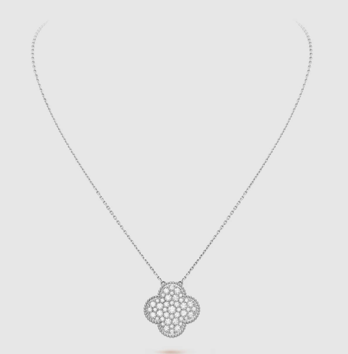 ¡®Jewelicorn¡¯CLOVER 25MM LARGE PENDANT DIAMOND PAVED SILVER NECKLACE