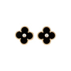 ¡®Jewelicorn¡¯CLOVER MEDIUM 1 MOTIFS ONYX DIAMOND EARRINGS