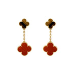 ¡®Jewelicorn¡¯CLOVER  2 MOTIF  TIGER EYE CARNELIAN EARRINGS
