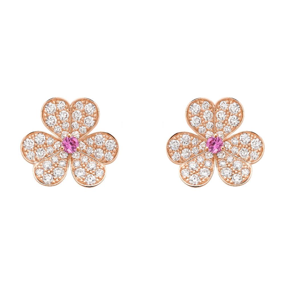 ¡®Jewelicorn¡¯FRIVOLE PINK GOLD FLOWER DIAMOND EARRINGS