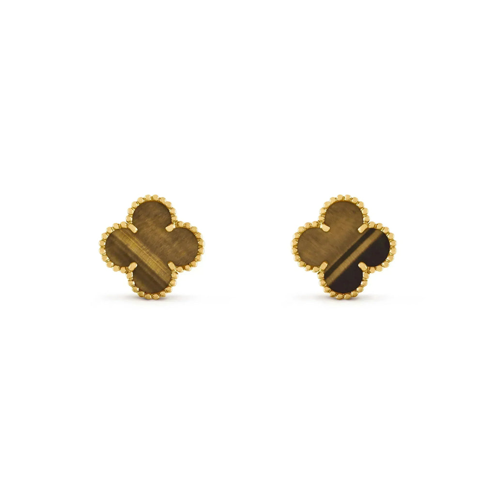 ¡®Jewelicorn¡¯CLOVER MEDIUM 1 MOTIFS TIGER EYE EARRINGS