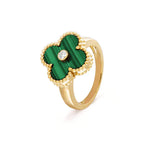 ¡®Jewelicorn¡¯CLOVER MALACHITE RING GOLD DIAMOND